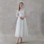 Vintage / Retro Ivory Lace Outdoor / Garden Wedding Dresses 2019 A-Line / Princess High Neck 1/2 Sleeves Ankle Length Ruffle