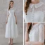 Vintage / Retro Ivory Lace Outdoor / Garden Wedding Dresses 2019 A-Line / Princess High Neck 1/2 Sleeves Ankle Length Ruffle