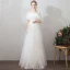 Abordable Ivoire Jardin / Extérieur Robe De Mariée 2019 Princesse De l'épaule Manches Courtes Dos Nu Étoile Appliques En Dentelle Longue Volants
