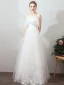 Abordable Ivoire Jardin / Extérieur Robe De Mariée 2019 Princesse De l'épaule Manches Courtes Dos Nu Étoile Appliques En Dentelle Longue Volants