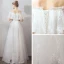 Abordable Ivoire Jardin / Extérieur Robe De Mariée 2019 Princesse De l'épaule Manches Courtes Dos Nu Étoile Appliques En Dentelle Longue Volants