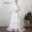 Erschwinglich Ivory / Creme Organza Garten / Im Freien Brautkleider / Hochzeitskleider 2019 Empire Eckiger Ausschnitt Kurze Ärmel 3/4 Ärmel Rückenfreies Applikationen Spitze Sweep / Pinsel Zug Rüschen