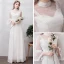 Simple Ivoire Chiffon Plage Robe De Mariée 2019 Princesse Transparentes Col Haut Manches de cloche Tachetée Tulle Longue