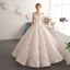 Best Champagne Wedding Dresses 2019 A-Line / Princess Off-The-Shoulder Short Sleeve Appliques Backless Beading Lace Floor-Length / Long Ruffle