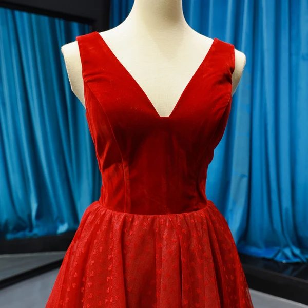 Chic Bordeaux Daim Robe De Bal 2019 Princesse V-Cou Sans Manches Forme de coeur Tulle Longueur Cheville Volants Dos Nu Robe De Ceremonie