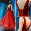 Chic Bordeaux Daim Robe De Bal 2019 Princesse V-Cou Sans Manches Forme de coeur Tulle Longueur Cheville Volants Dos Nu Robe De Ceremonie
