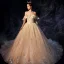 Scintillantes Champagne Robe De Mariée 2019 Robe Boule De l'épaule Manches Courtes Dos Nu Glitter Paillettes Cathedral Train Volants