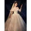 Scintillantes Champagne Robe De Mariée 2019 Robe Boule De l'épaule Manches Courtes Dos Nu Glitter Paillettes Cathedral Train Volants