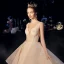 Luxury / Gorgeous Champagne Wedding Dresses 2019 A-Line / Princess Deep V-Neck Sleeveless Backless Beading Cathedral Train Cascading Ruffles