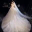 Bling Bling Champagne Robe De Mariée 2019 Princesse De l'épaule Manches Courtes Dos Nu Appliques En Dentelle Glitter Tulle Cathedral Train Volants