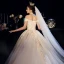 Bling Bling Champagne Robe De Mariée 2019 Princesse De l'épaule Manches Courtes Dos Nu Appliques En Dentelle Glitter Tulle Cathedral Train Volants