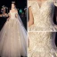 Bling Bling Champagne Robe De Mariée 2019 Princesse De l'épaule Manches Courtes Dos Nu Appliques En Dentelle Glitter Tulle Cathedral Train Volants