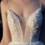 Meilleur Champagne Jardin / Extérieur Robe De Mariée 2019 Princesse Bretelles Spaghetti Transparentes Col v profond Sans Manches Dos Nu Appliques En Dentelle Perlage Perle Glitter Tulle Train De Balayage Volants