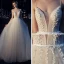 Meilleur Champagne Jardin / Extérieur Robe De Mariée 2019 Princesse Bretelles Spaghetti Transparentes Col v profond Sans Manches Dos Nu Appliques En Dentelle Perlage Perle Glitter Tulle Train De Balayage Volants