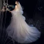 Élégant Ivoire Satin Robe De Mariée 2019 Robe Boule Col v profond Sans Manches Dos Nu Ceinture Tribunal Train Volants en Cascade