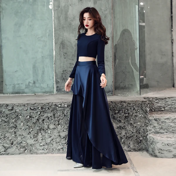navy chiffon formal dress A-line Strapless Unique Dark Navy Prom Dress Gorgeous Evening Gowns #Q –  SELINADRESS