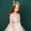 Schöne Pearl Rosa Blumenmädchenkleider 2019 A Linie Rundhalsausschnitt 1/2 Ärmel Applikationen Spitze Perlenstickerei Perle Sweep / Pinsel Zug Rüschen Kleider Für Hochzeit