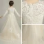Chic / Beautiful Champagne Flower Girl Dresses 2019 A-Line / Princess See-through V-Neck Long Sleeve Appliques Lace Sweep Train Ruffle Wedding Party Dresses