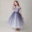 Chic / Beautiful Purple Flower Girl Dresses 2019 Ball Gown Off-The-Shoulder Short Sleeve Glitter Polyester Ankle Length Ruffle Backless Wedding Party Dresses