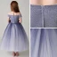 Chic / Beautiful Purple Flower Girl Dresses 2019 Ball Gown Off-The-Shoulder Short Sleeve Glitter Polyester Ankle Length Ruffle Backless Wedding Party Dresses