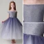 Chic / Beautiful Purple Flower Girl Dresses 2019 Ball Gown Off-The-Shoulder Short Sleeve Glitter Polyester Ankle Length Ruffle Backless Wedding Party Dresses