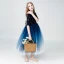Ciel étoilé Bleu Marine Robe Ceremonie Fille 2019 Princesse Encolure Dégagée 1/2 Manches Glitter Paillettes Longueur Cheville Volants Robe Pour Mariage