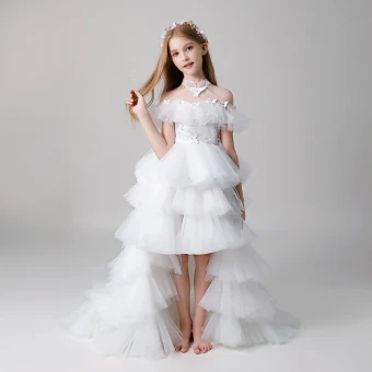 Classy Ivory See Through Flower Girl Dresses 2019 A Line Princess High Neck Short Sleeve Butterfly Appliques Lace Rhinestone Beading Asymmetrical Cascading Ruffles Wedding Party Dresses