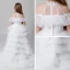 Classy Ivory See-through Flower Girl Dresses 2019 A-Line / Princess High Neck Short Sleeve Butterfly Appliques Lace Rhinestone Beading Asymmetrical Cascading Ruffles Wedding Party Dresses