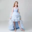 Chic / Beautiful Sky Blue See-through Flower Girl Dresses 2019 A-Line / Princess Scoop Neck Sleeveless Pearl Asymmetrical Cascading Ruffles Wedding Party Dresses