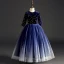 Ciel étoilé Bleu Marine Daim Robe Ceremonie Fille 2019 Robe Boule Encolure Dégagée 1/2 Manches Glitter Paillettes Longue Volants Robe Pour Mariage