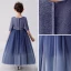 Chic / Belle Bleu Marine Robe Ceremonie Fille 2019 Robe Boule Encolure Dégagée 1/2 Manches Glitter Polyester Métal Ceinture Longueur Cheville Volants Robe Pour Mariage