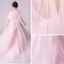 Elegant Blushing Pink See-through Flower Girl Dresses 2019 A-Line / Princess Scoop Neck 1/2 Sleeves Butterfly Appliques Lace Pearl Floor-Length / Long Ruffle Backless Wedding Party Dresses