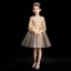 Bling Bling Champagne Flower Girl Dresses 2019 Ball Gown V-Neck Puffy Long Sleeve Glitter Sequins Short Ruffle Backless Wedding Party Dresses