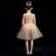 Bling Bling Champagne Flower Girl Dresses 2019 Ball Gown V-Neck Puffy Long Sleeve Glitter Sequins Short Ruffle Backless Wedding Party Dresses