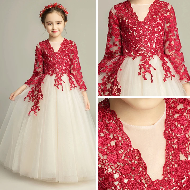 Collier Enfant Fille – Perles Verre Bordeaux/ivoire – Pour Robe Cérémonie Ou Mariage