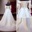 Modest / Simple Ivory Satin Wedding Dresses 2019 A-Line / Princess Off-The-Shoulder Puffy Long Sleeve Backless Chapel Train Ruffle