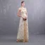 Abordable Doré Transparentes Robe De Soirée 2019 Princesse Encolure Dégagée Sans Manches Ceinture Glitter Paillettes Longue Volants Dos Nu Robe De Ceremonie