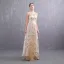 Abordable Doré Transparentes Robe De Soirée 2019 Princesse Encolure Dégagée Sans Manches Ceinture Glitter Paillettes Longue Volants Dos Nu Robe De Ceremonie