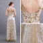 Abordable Doré Transparentes Robe De Soirée 2019 Princesse Encolure Dégagée Sans Manches Ceinture Glitter Paillettes Longue Volants Dos Nu Robe De Ceremonie
