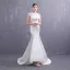 Abordable Ivoire Satin Robe De Mariée 2019 Trompette / Sirène Encolure Dégagée Sans Manches Dos Nu Appliques En Dentelle Perlage Perle Train De Balayage