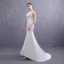 Abordable Ivoire Satin Robe De Mariée 2019 Trompette / Sirène Encolure Dégagée Sans Manches Dos Nu Appliques En Dentelle Perlage Perle Train De Balayage