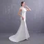 Abordable Ivoire Satin Robe De Mariée 2019 Trompette / Sirène Encolure Dégagée Sans Manches Dos Nu Appliques En Dentelle Perlage Perle Train De Balayage