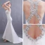 Abordable Ivoire Satin Robe De Mariée 2019 Trompette / Sirène Encolure Dégagée Sans Manches Dos Nu Appliques En Dentelle Perlage Perle Train De Balayage
