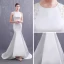 Abordable Ivoire Satin Robe De Mariée 2019 Trompette / Sirène Encolure Dégagée Sans Manches Dos Nu Appliques En Dentelle Perlage Perle Train De Balayage
