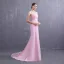 Élégant Rose Bonbon Satin Robe De Soirée 2019 Trompette / Sirène Bretelles Spaghetti Sans Manches Ceinture Appliques En Dentelle Perlage Perle Train De Balayage Volants Dos Nu Robe De Ceremonie