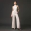 Modern / Fashion Ivory Jumpsuit 2019 Halter Sleeveless Ankle Length Backless Evening Dresses