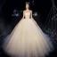 Modest / Simple Champagne Organza Corset Wedding Dresses 2019 Ball Gown Strapless Sleeveless Backless Cathedral Train Ruffle