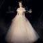Best Champagne Organza Outdoor / Garden Wedding Dresses 2019 A-Line / Princess Off-The-Shoulder Short Sleeve Backless Sequins Beading Floor-Length / Long Ruffle