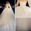 Modest / Simple Champagne Organza Corset Wedding Dresses 2019 Ball Gown Strapless Sleeveless Backless Cathedral Train Ruffle