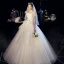 Bäst Champagne Organza Bröllopsklänningar 2019 Prinsessa Axelbandslös Ärmlös Halterneck Långa Ruffle
